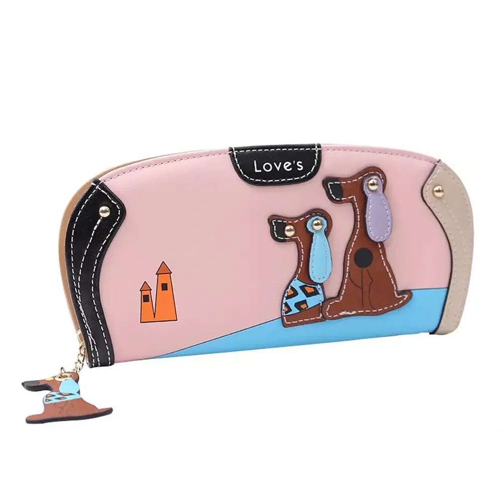 Silly Cartoon Dog Pink Vegan Leather Clutch Wallet - Picture 2 of 16